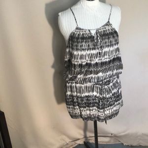 Faded Glory Black & White Spaghetti strap tunic top, XL